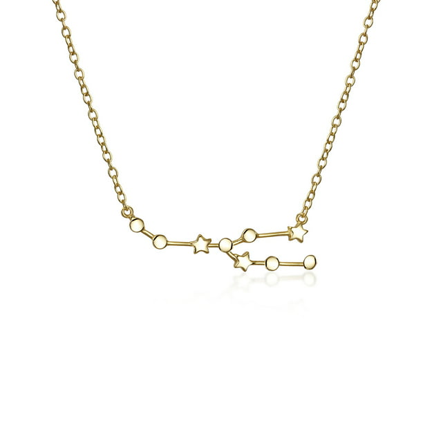 14k Gold plated zodiac necklace cz stud womens jewellery gift